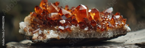 Barite and Vanadinite Mineral Specimen on Stone Rock Geology Gem Crystal