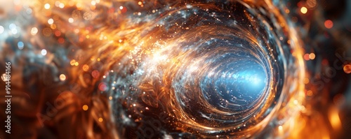 Quantum tunneling depicted as a particle passing through a seemingly impenetrable barrier, 4K hyperrealistic photo