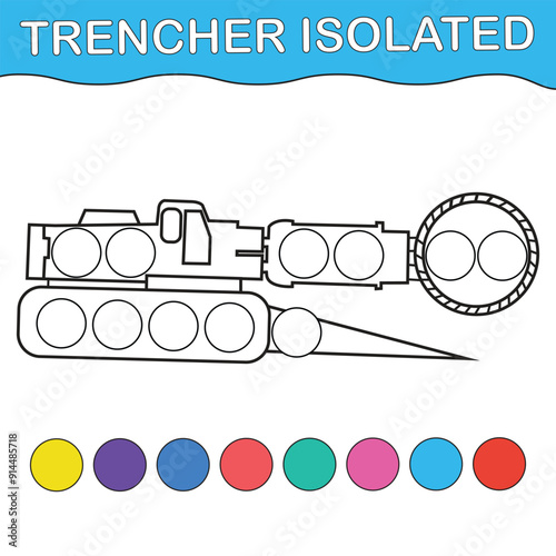 Trencher isolated Vehicles Dot markers activity page for kids

