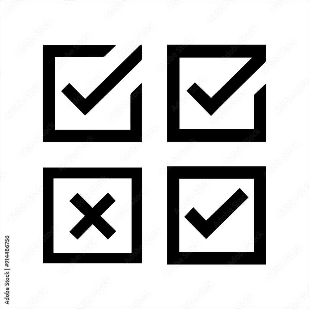 A Collection of a square check mark with white background A Collection of a square check mark with white background
