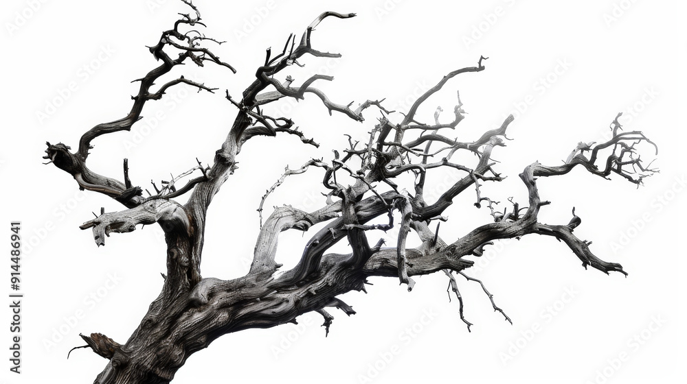 Obraz premium old dead spooky tree isolated on white background