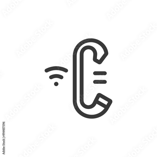 Wireless Landline Phone Icon: Minimalist Line Art