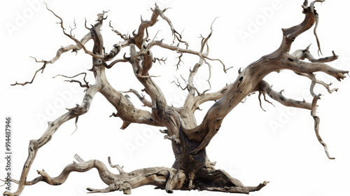 old dead spooky tree isolated on white background