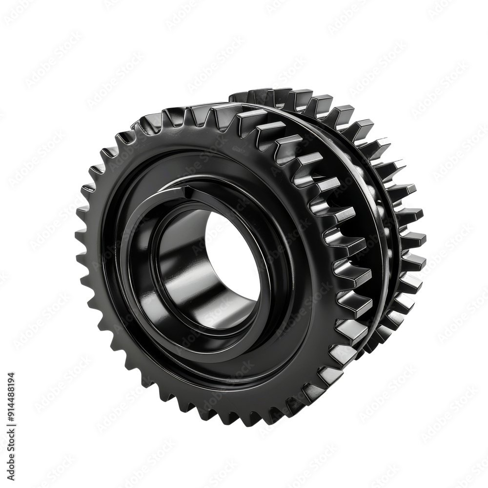 Simple 3d black metal gear on transparent background Simple 3d black metal gear on transparent background