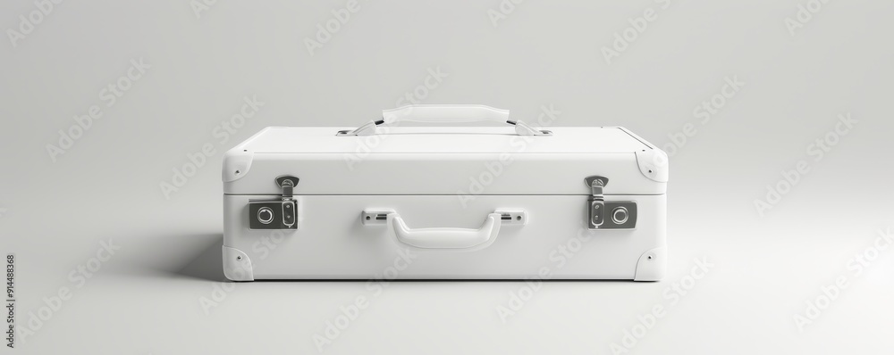 Isolated white suitcase on white background, 4K hyperrealistic photo Isolated white suitcase on white background, 4K hyperrealistic photo