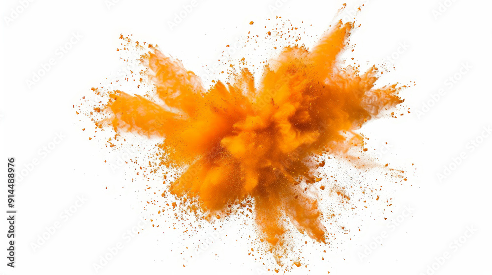 orange powder splash explosion pulver, isolated on white orange powder splash explosion pulver, isolated on white