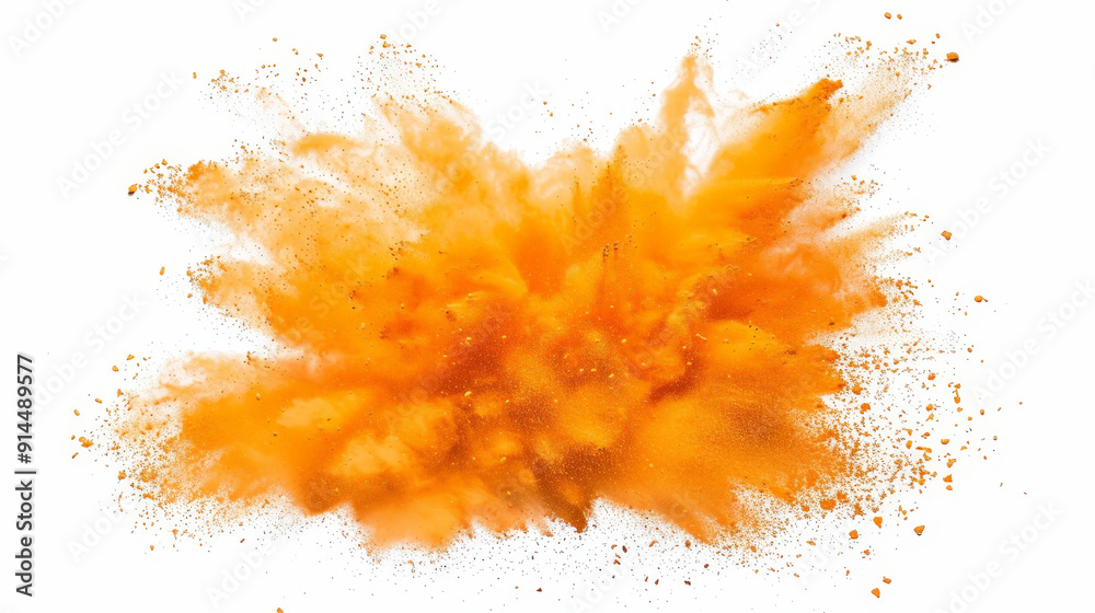 orange powder splash explosion pulver, isolated on white orange powder splash explosion pulver, isolated on white