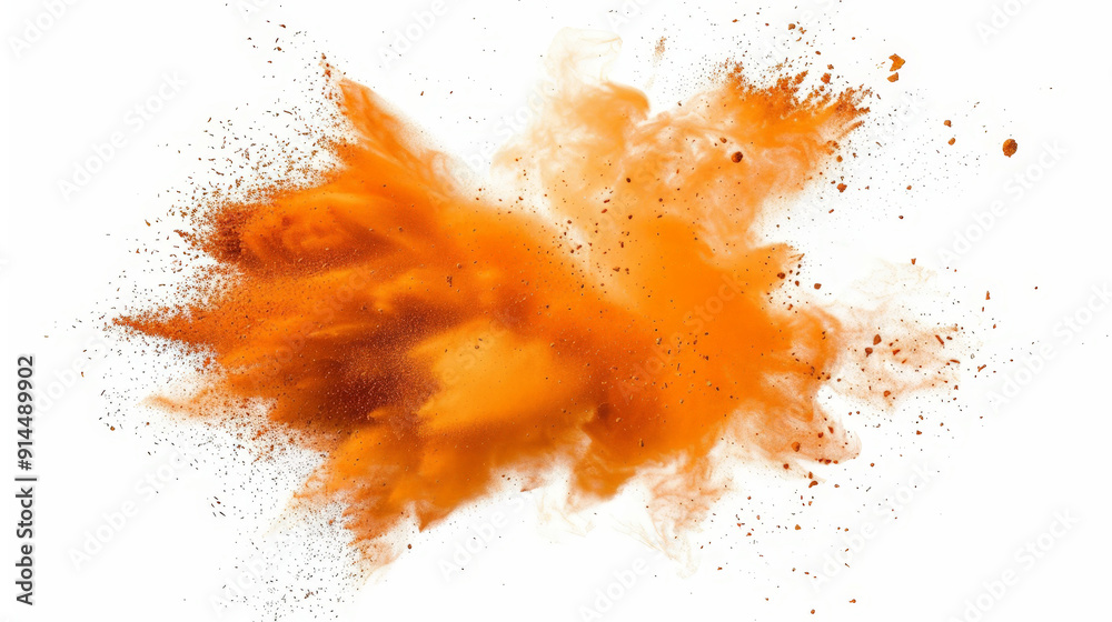 orange powder splash explosion pulver, isolated on white orange powder splash explosion pulver, isolated on white