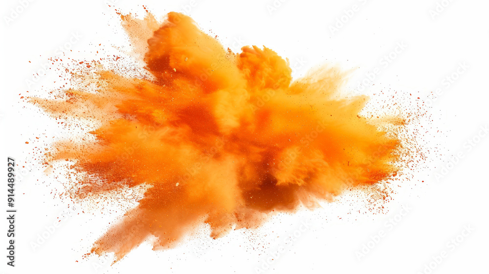 orange powder splash explosion pulver, isolated on white orange powder splash explosion pulver, isolated on white