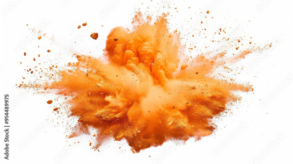 orange powder splash explosion pulver, isolated on white orange powder splash explosion pulver, isolated on white