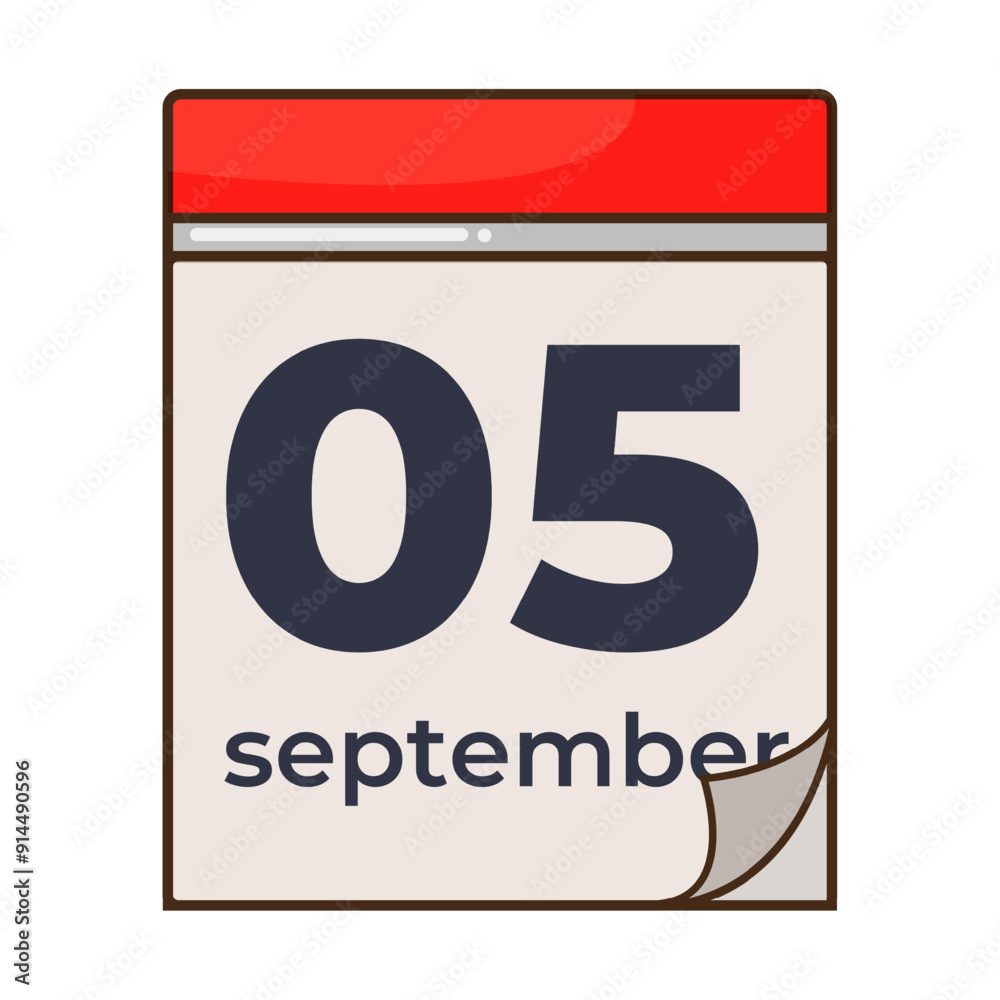 Vector illustration of calendar. Calendar design for September 5 Vector illustration of calendar. Calendar design for September 5