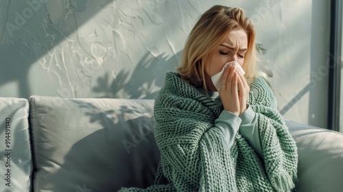 The woman with tissue photo