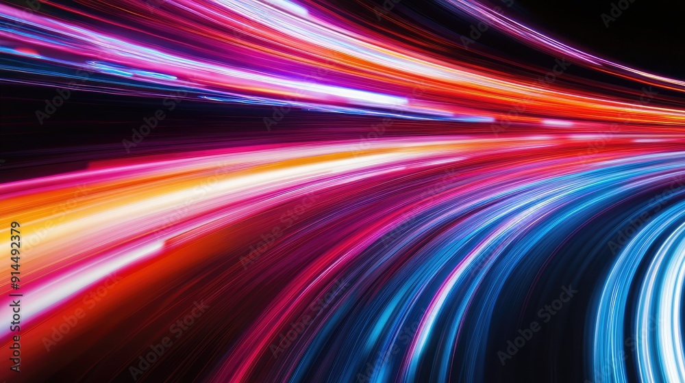 Abstract colorful light trails with a long time exposure motion blur effect, captured in a dynamic vector illustration for modern design needs. Abstract colorful light trails with a long time exposure motion blur effect, captured in a dynamic vector illustration for modern design needs.