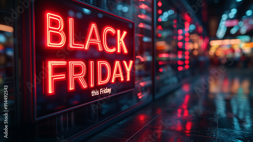 "BLACK FRIDAY" in neon red letters on a black background with a percentage icon and "this Friday" in the corner