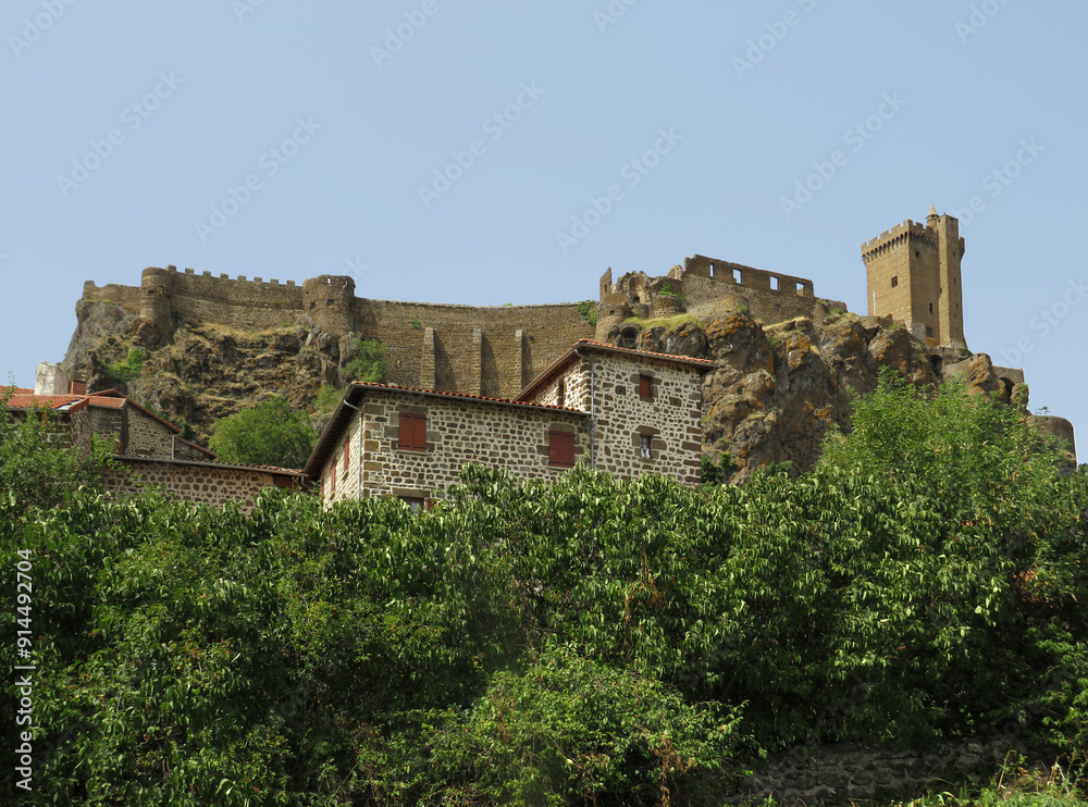 View of the Castle of Polignac from the village. Auvergne. France. View of the Castle of Polignac from the village. Auvergne. France.
