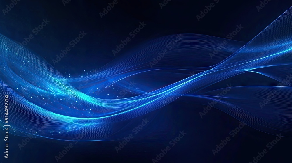 Abstract dark blue background with luminous wave lines, ideal for high-tech and modern design projects. Abstract dark blue background with luminous wave lines, ideal for high-tech and modern design projects.