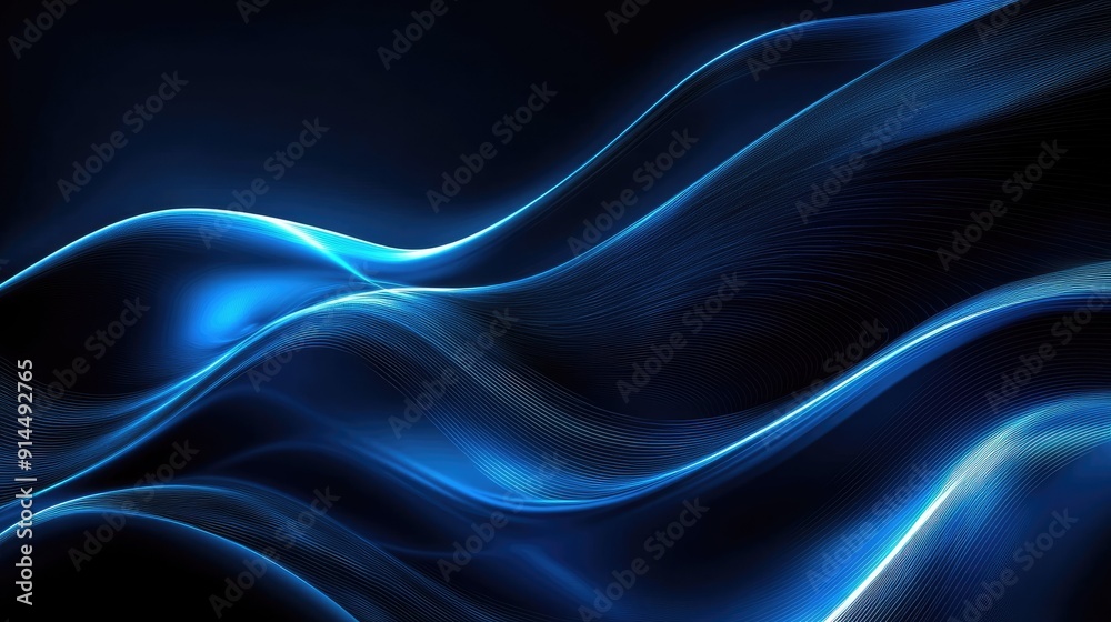 Abstract dark blue background with luminous wave patterns, perfect for contemporary and futuristic designs. Abstract dark blue background with luminous wave patterns, perfect for contemporary and futuristic designs.