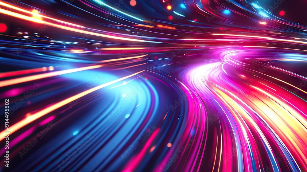Abstract vector illustration showcasing long exposure motion blur with colorful light trails, creating a lively and dynamic design. Abstract vector illustration showcasing long exposure motion blur with colorful light trails, creating a lively and dynamic design.
