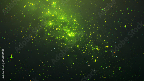 abstract green sparkle star and black color background