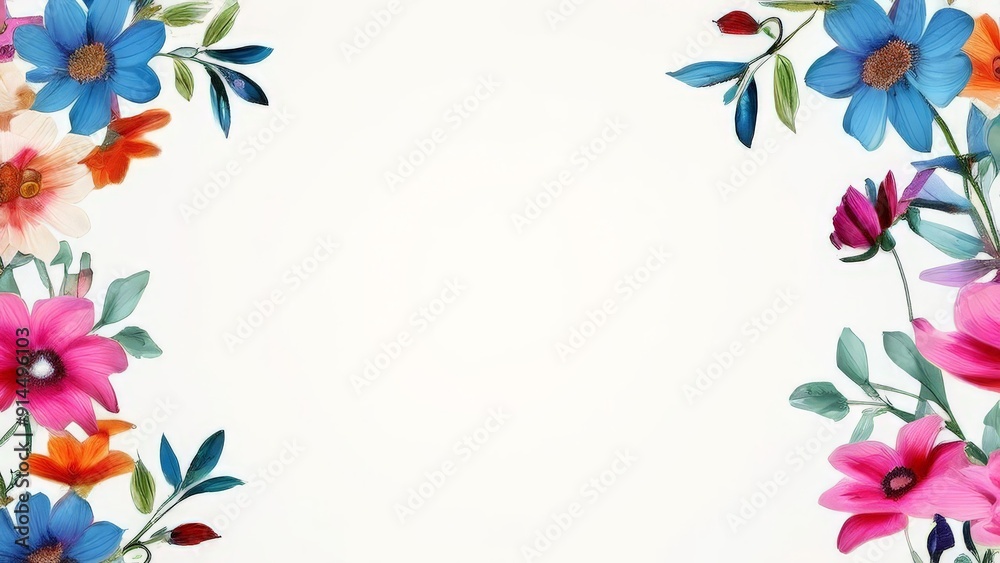 floral frame on white background with copy space for text or image floral frame on white background with copy space for text or image