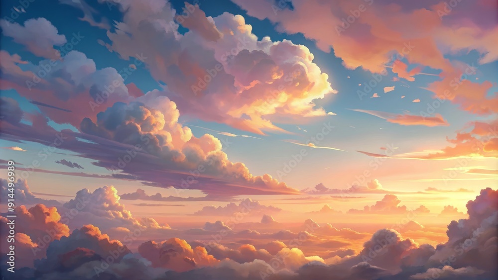 A Panoramic View of Vibrant Cloudscape