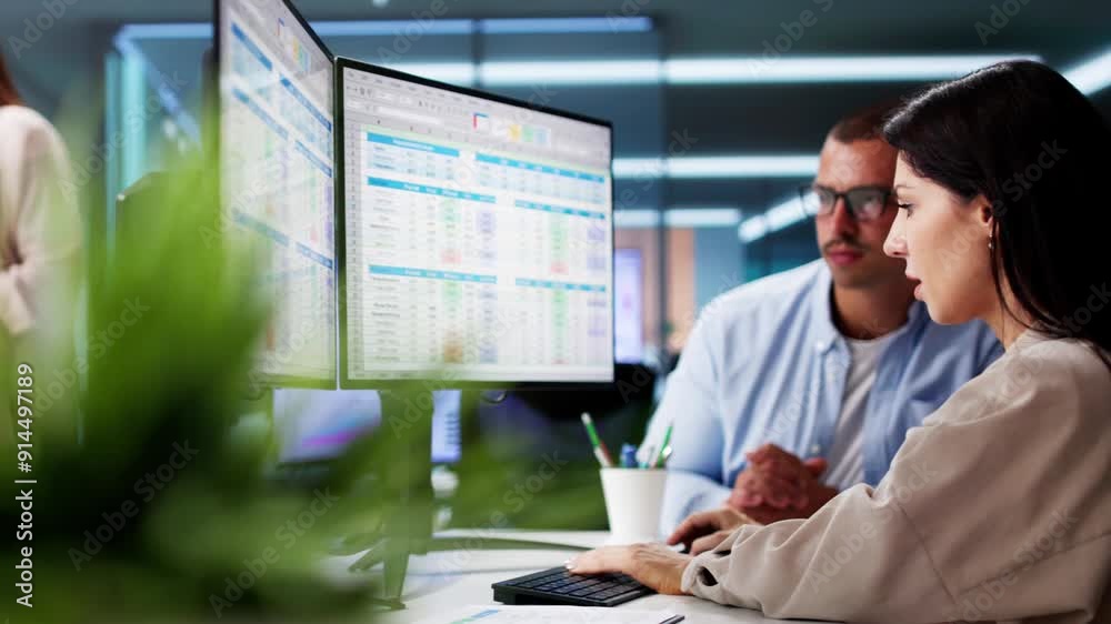 People Working With Spreadsheet Data