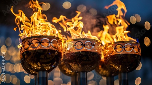 Olympic Torch Flames Burning Bright