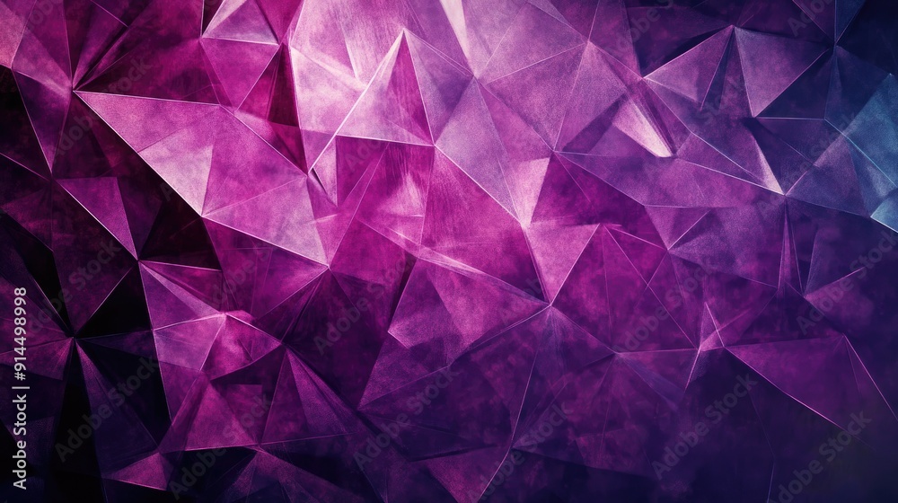 Fototapeta premium Creative violet geometric design with triangular cells and polygon patterns, ideal for adding a modern touch to dark background graphics.