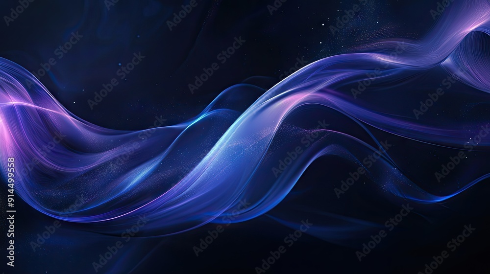 Dark background with abstract blue and purple waves, ideal for futuristic and contemporary themes. Dark background with abstract blue and purple waves, ideal for futuristic and contemporary themes.