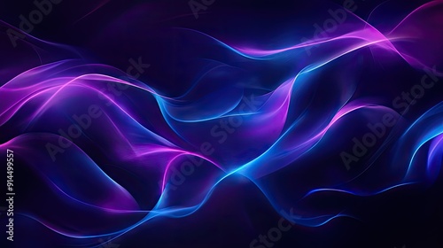 Wallpaper Mural Dark background with elegant blue and purple waves, creating a dynamic and eye-catching design. Torontodigital.ca