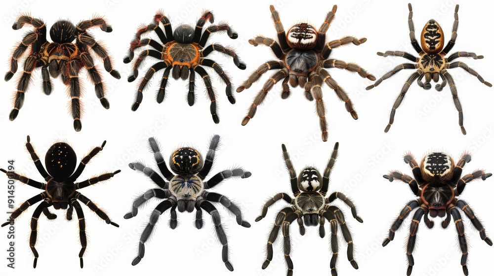 set of spider on a white background