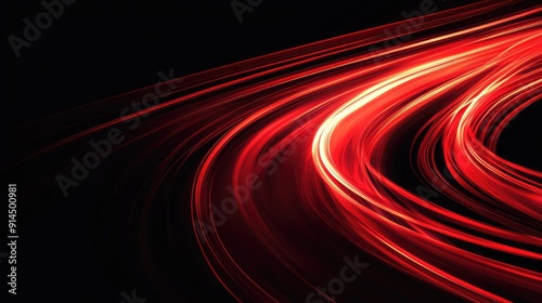 Dynamic red light speed curves on a black background, offering a vibrant and engaging abstract vector illustration for various design needs.