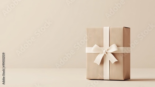 Elegant mailer box with a surprise gift package, isolated on a light color background. Suitable for showcasing gift packaging and delivery options. photo