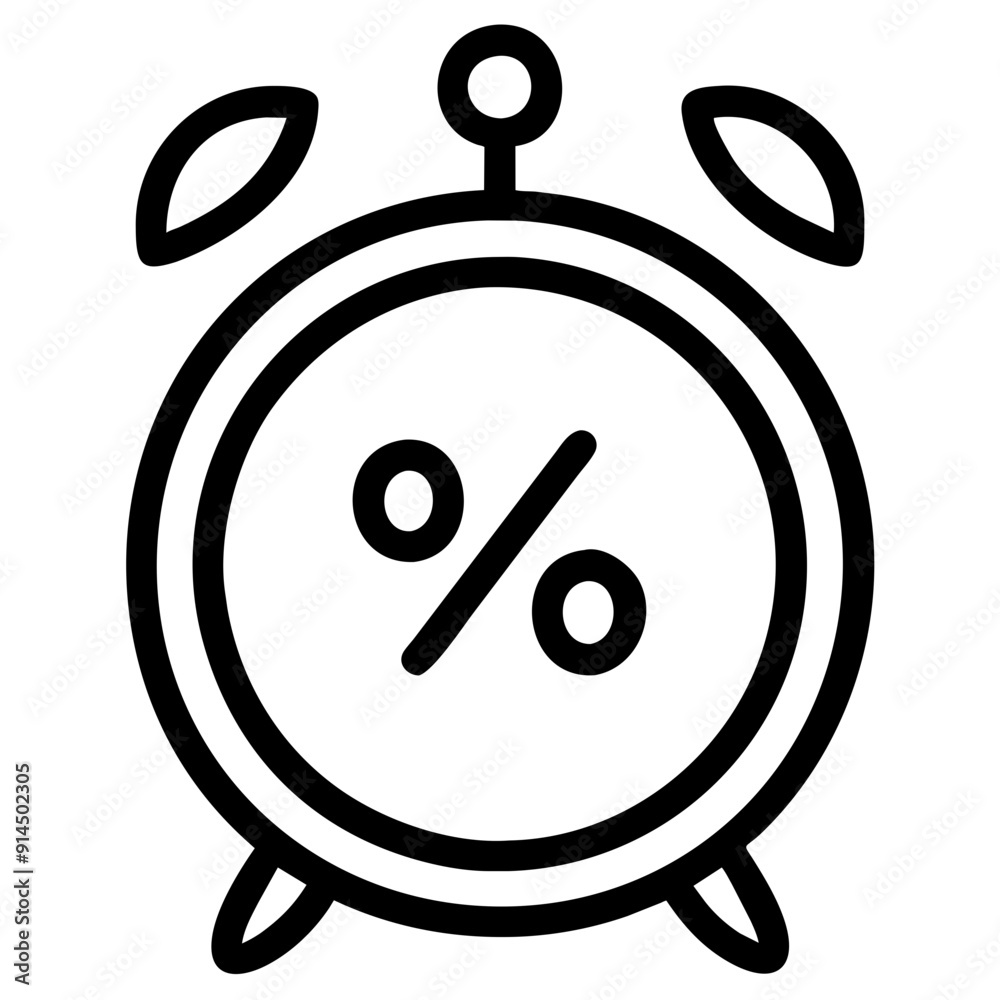 Percent Sign in Alarm Clock Icon Percent Sign in Alarm Clock Icon