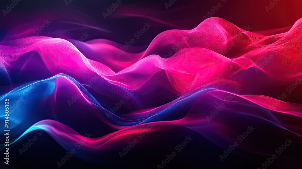 Obraz premium Glowing abstract waves on a dark background, ideal for artistic and futuristic design projects.