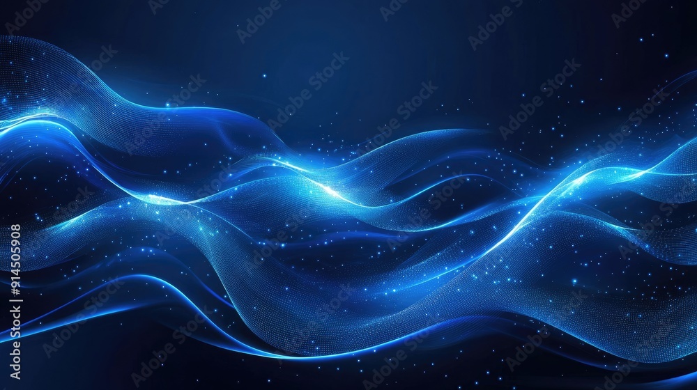 Glowing wave patterns on a deep blue background, perfect for high-tech and contemporary design projects. - Glowing wave patterns on a deep blue background, perfect for high-tech and contemporary design projects. -