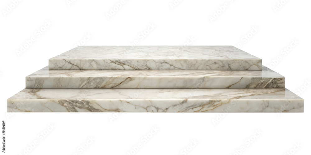Tiered Marble Steps With Veins showcasing a smooth, polished surface and elegant design, ideal for architectural elements. Isolated on transparent background, png. Tiered Marble Steps With Veins showcasing a smooth, polished surface and elegant design, ideal for architectural elements. Isolated on transparent background, png.