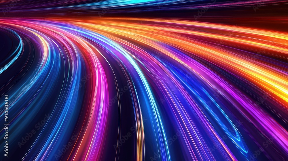 Long exposure colorful light trails with motion blur, illustrated in a bright and energetic vector design perfect for contemporary backgrounds. Long exposure colorful light trails with motion blur, illustrated in a bright and energetic vector design perfect for contemporary backgrounds.