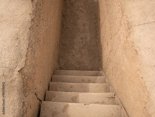 Obraz na płótnie Wooden Steps Inside the Archaeological Site Known as