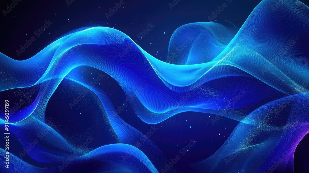Premium blue neon illustration with smooth, elegant waves. Ideal for creating wallpapers, banners, and posters.