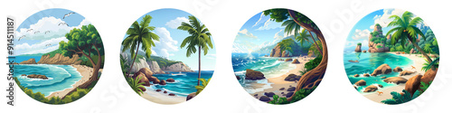 Coastal Landscape clipart collection, symbol, logos, icons isolated on transparent background