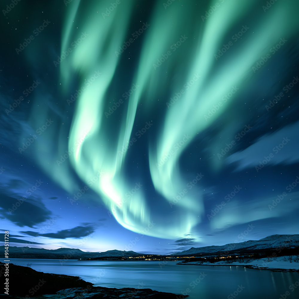 Fototapeta premium aurora borealis over the sea