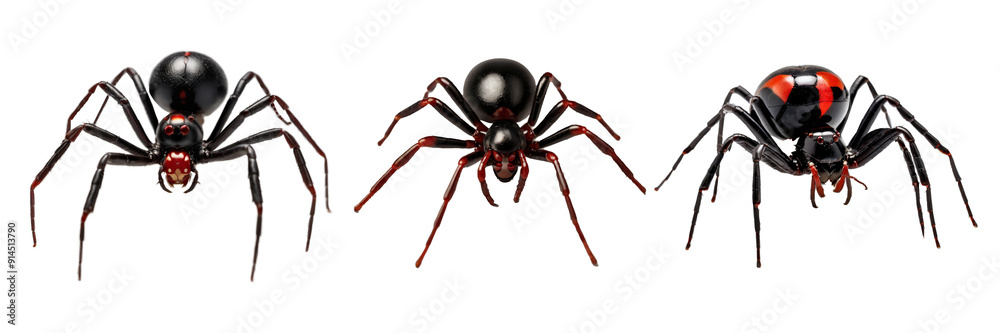 Obraz premium Black Widow Spider Collection on Transparent Background