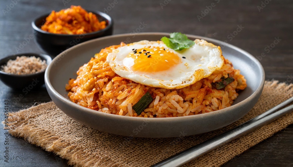 Spicy Korean Kimchi Fried Rice with Fried Egg Spicy Korean Kimchi Fried Rice with Fried Egg