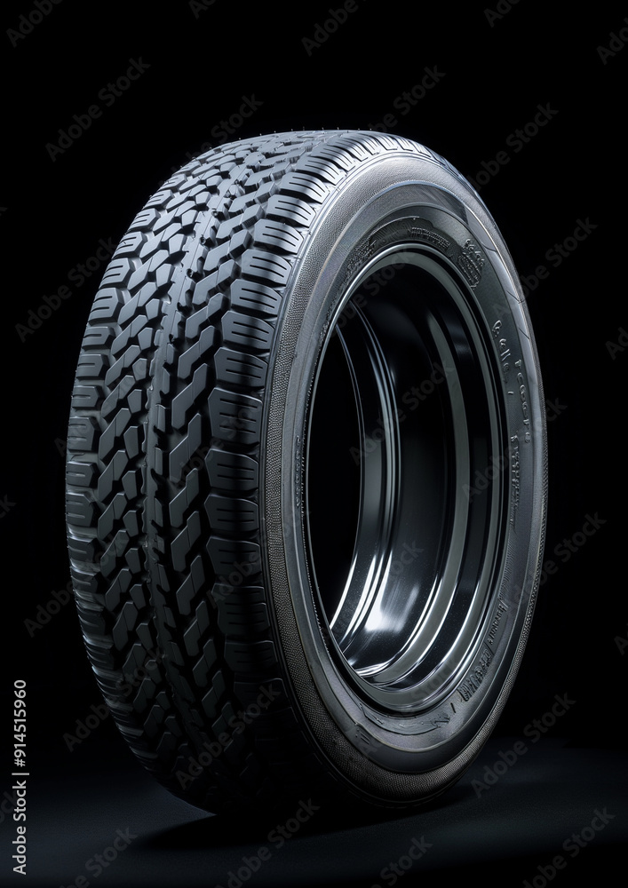 Obraz premium new car tires on a black background