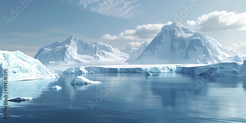 Wallpaper Mural A beautiful blue ocean with mountains in the background. The sky is clear and the sun is shining Torontodigital.ca