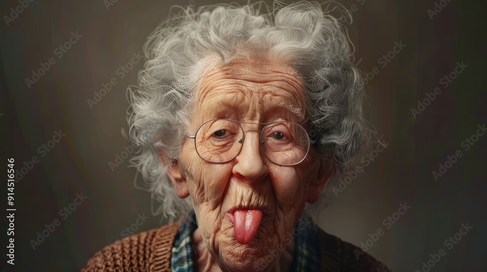happy old grandma sticking tongue out happy old grandma sticking tongue out