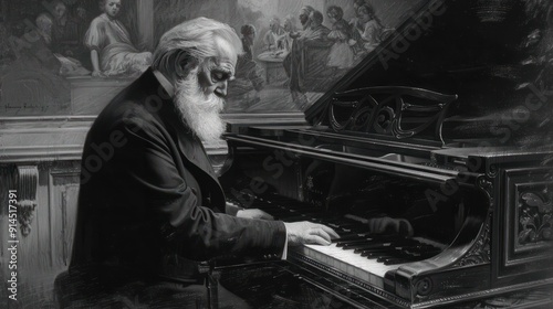 Johannes Brahms (1833-1897) was a German composer, pianist and conductor who played an integral role in the Romantic musical era. photo