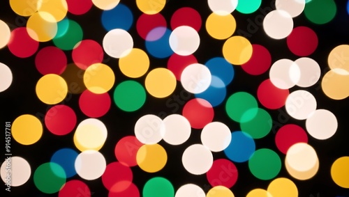 abstract style photograph featuring a bokeh effect with circular light patterns.The layout consists of numerous overlapping circles of various colors, including red, yellow, green, blue, and white.