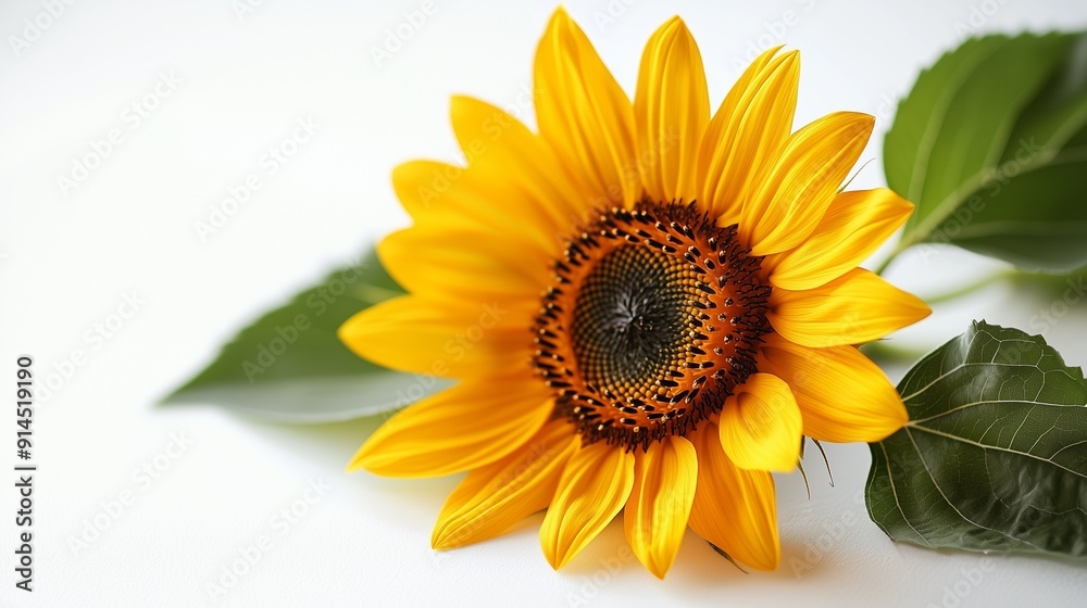 Fototapeta premium Vibrant Sunflower on White Background